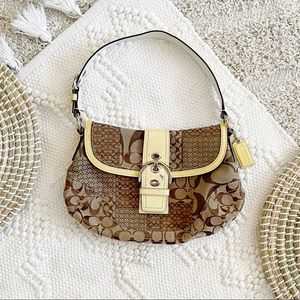 Coach Brown & Yellow Signature C Buckle Handbag